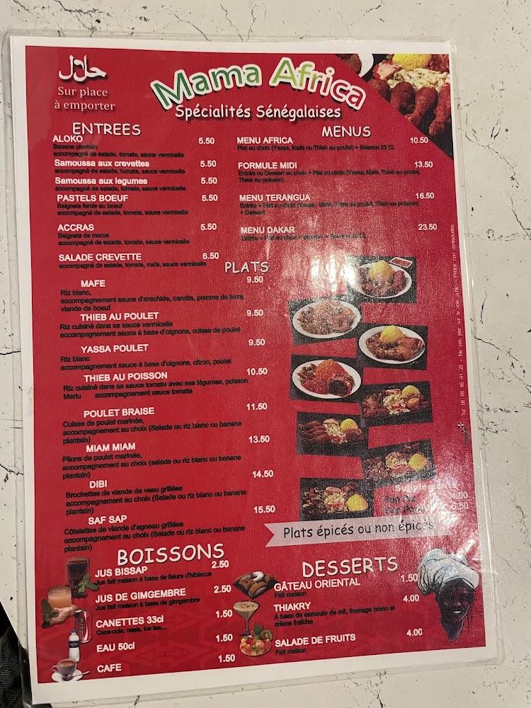 Restaurant Sénégalais Mama Africa Clermont Ferrand - Menu Image 3